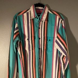 Vintage wrangler long sleeve button up mens 15.5 x 35 womens xxl